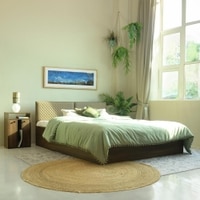 Yama Engineered Wood Queen Size Bed In Walnut Finish