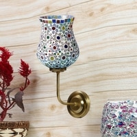 Devansh Metal Electric Wall Light in Gold Colour with Multicolor Shade Count of 1 Light