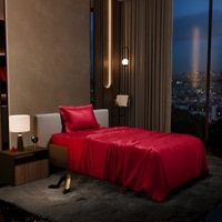 Stoa Paris 300 TC Satin Bedsheet Single Bed with Pillow Covers in Flirty Red