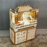 D'Dass Yellow Mdf and Sheesham  Wall Hanging Wooden Temple For Pooja