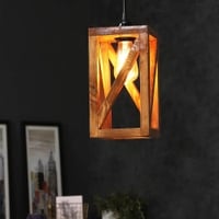 Symmetric Brown Solid Wood Single Hanging Light