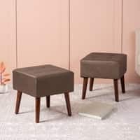 Axel Faux Leather Wooden bench stool for bedroom Set of 2