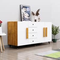 Hexa Red Multipurpose Storage Cabinet With 4 Drawer 3 Door in Giant Wood And Frosty White Colour
