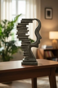 Modern Abstract Face Sculpture Showpiece for Living Room and Home Decor