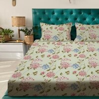 Multicolor Floral 180 TC Flat 1 Queen  Bedsheet with 2 Pillow Covers