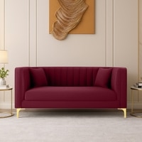 Texude Velvet 2 Seater Sofa Maroon