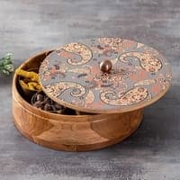 Allure Teak Wood Masala Box Green