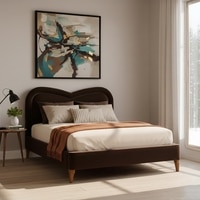 Elaris Curve Comfort King Size Bed Bed in velvet With Engineer Wood Frame & Hydraulic Storage