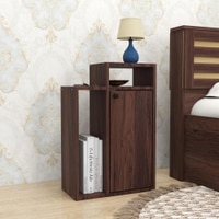 Akari Engineered Wood Bedside Table in Walnut Finish