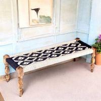 Hamilton Solid Wood Maachi Bench In Black & White Canning
