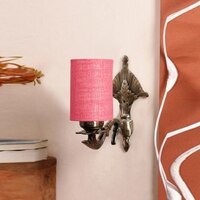 Devansh Metal Electric Wall Light in Antique Gold Colour with Pink Shade Count of 1 Light