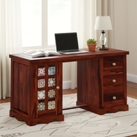 Gellar Sheesham Wood Study Computer Table In Honey Finish