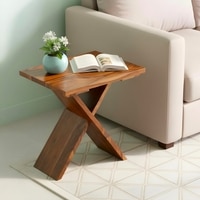 Ikiriya Sheesham Wood Contemporary Side Table in Natural Teak Finish