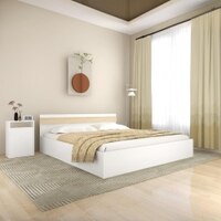 Joben Engineered Wood King Size Bed In White Finish