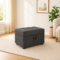 Doe Buck Tufted Storage Ottoman Bench in Grey Colour Fabric