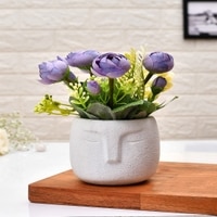 Purple Artificial Flowers With Modern Planter