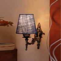 Devansh Metal Electric Wall Light in Antique Gold Colour with Blue Shade Count of 1 Light