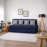 Sleep Spa Foldable 4 Seater Double Foam Fold Out Sofa Cum Bed in Dark Blue Colour