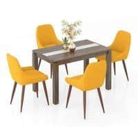 Atlas Crest Solid Wood 4 Seater Dining Table With Rickman Lounge Chairs