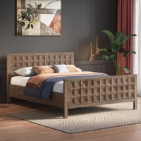 Baori Solid Wood Queen Size Bed Without Storage (Danish Walnut Finish)