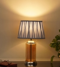 Duffield Amber Glass Table Lamp With  Cotton Shade