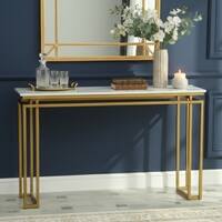 Majestic Metal Console Table in Gold Finish with Porcelain Top