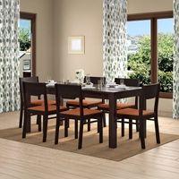 Kerry Dining Chairs Set Of 2 In Mahogany Finish With Burnt Orange Fabric Colour
