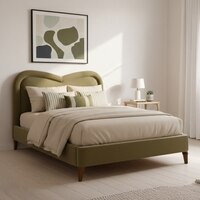Elaris Curve Comfort King Size Bed Bed in velvet With Engineer Wood Frame & Hydraulic Storage