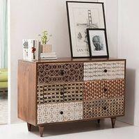 Emaada Solid Wood Chest of 6 Drawers in Teak Finish