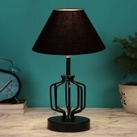 Alessandra Black cotton Table lamp with Iron Base