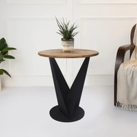Metalsmith Round Side Table – Wood & Iron