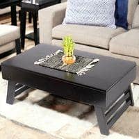Kassel Sheesham Wood Contemporary Rectangle Foldable Coffee Table In Extra Dark Mahagony Finish