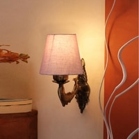 Devansh Metal Electric Wall Light in Antique Gold Colour with Grey Shade Count of 1 Light