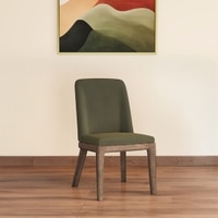 Anderson Solid Wood Single Dining Chair in Danish Walnut Finish With Deep Olive Velvet Colour