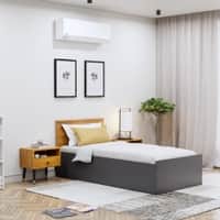 Hexa Engineered Wood Modern Single Bed With Headboard With Storage In Slate Grey And Giant Wood