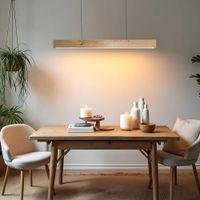 Slimline 36 Beige Solid Wood Single Hanging Light