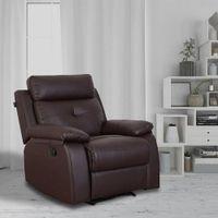 Ohio Leatherette One Seater Manual Recliner in Brown Colour