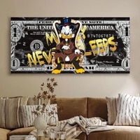 Money Graffiti Pop Art Canvas Wall Painting Living Room Decor 22x46 Inch