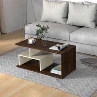 Smohn Engineered Wood Coffee Center Sofa Tea/Teapoy Console Table (Brown Maple & Beige)