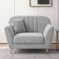 Rivo Velvet 1 Seater Sofa in Grey Color