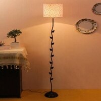 Hellen Multicolour Fabric Floor Lamp with Black Iron Base