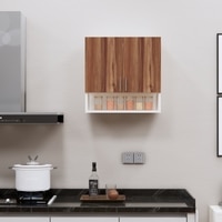 2 Doors Modular Wall Mounted Kitchen Cabinet With Organizer Shelf In Aisan Walnut Finish