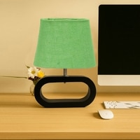 Devansh Green  Jute Table Lamp With Wood Black Base -13