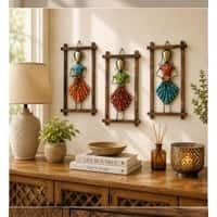 Desert Art Metal Handpainted Lady Musician Doll Wall Hanging Set of 3