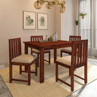 Aura Solid Wood 4 Seater Dining Set With 4 Chairs In Honey Finish