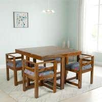 Kingston Sheesham Wood 4 seater Dining Table Set in Teak Finish