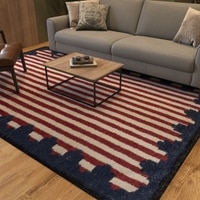 Jaipur Rugs Soft Houndstooth Wool Polyester Dhurrie Rug White 6x9 ft in White and Medieval Blue