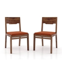 Aries Solid Wood Dining Chair in Mahogany Finish - Set of 2