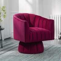 Morrow Swivel Solid Wood Round Chair in Maroon Colour