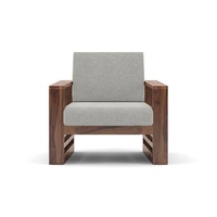Parson 1 Seater Wooden Sofa In Teak Finish in Vapour Grey Colour